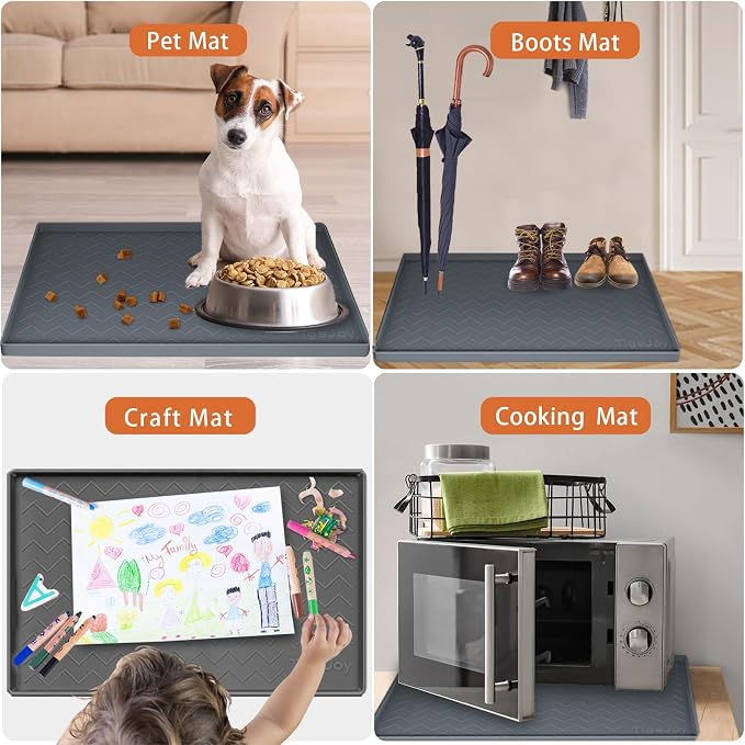 TigeJoy Under Sink Mats for Kitchen Waterproof 28" x 22", Cabinet Liner | Leak-Proof Silicone Mat Sink Protector, Kitchen Essentials Organizer and Storage,Boot or Shoe Tray, Pet Feeding Mat