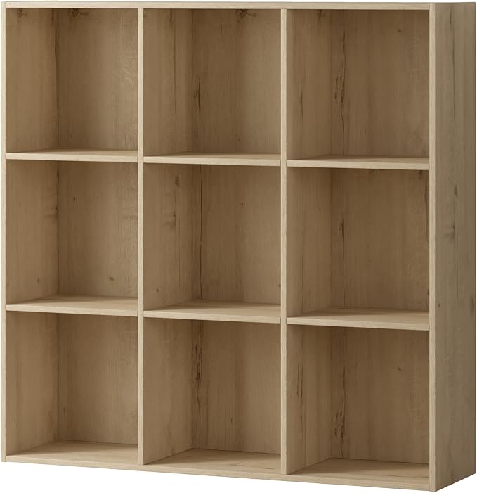 9 Cube Storage Organizer, Wooden Cube Shelves with Closed Back Panel, Reversible Bookcase, Cubes Closet Organizer for Home, Living Room, Kids Room, Office, Bedroom, Study, Hallway