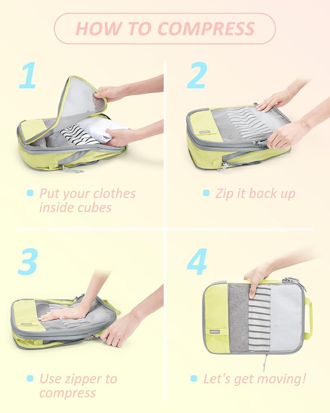 BAGSMART Compression Packing Cubes for Travel Essentials | 14 Set /6 Set /4 Set/2 Set, Lightweight, Durable