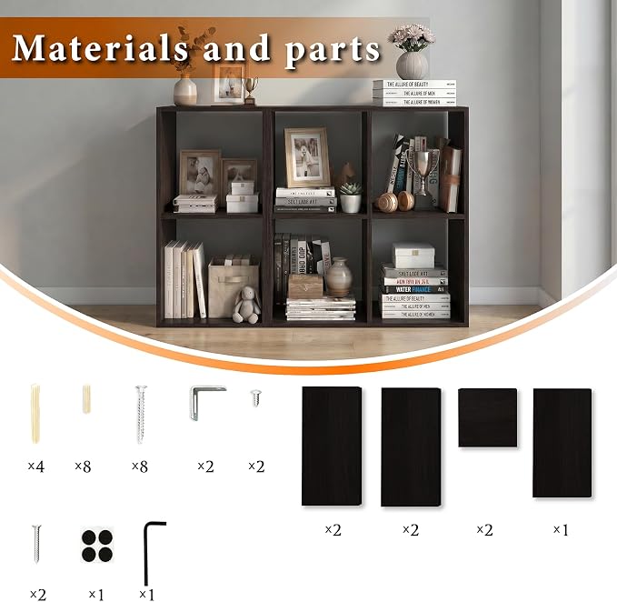 WannabeMyself【Sturdy Build&Easy Assembly】4 Cube Storage Organizer with Anti-Tipping Kits,Reversible Open Back Book Shelf, Bookcase for Living Room,Bedroom,Entrance Hall,Office,24.1×11.4×24.1,Chocolate