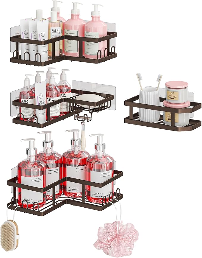 Youvip Corner Shower Caddy - Rust-Proof, Space-Saving, Easy to Install Organizer for Bathroom. Copper