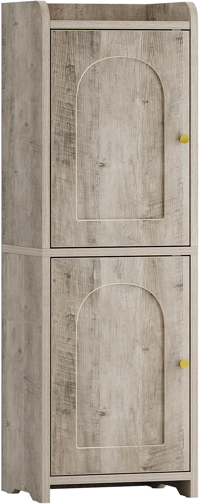 Hzuaneri Bathroom Storage Cabinet, Small Corner Floor Cabinet with 2 Doors | Narrow Toilet Paper Cabinets with Adjustable Shelf, Bathroom Organizer for Small Spaces, 7.9" D x 9.8" W x 29.5" H Greige
