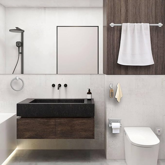 5 Pieces Bathroom Hardware Set Brushed Nickel Towel Bar Set Round Towel Holder Set Upgraded Paper Towel Holder with Shelf Stainless Steel Wall Mounted,23.6 Inch