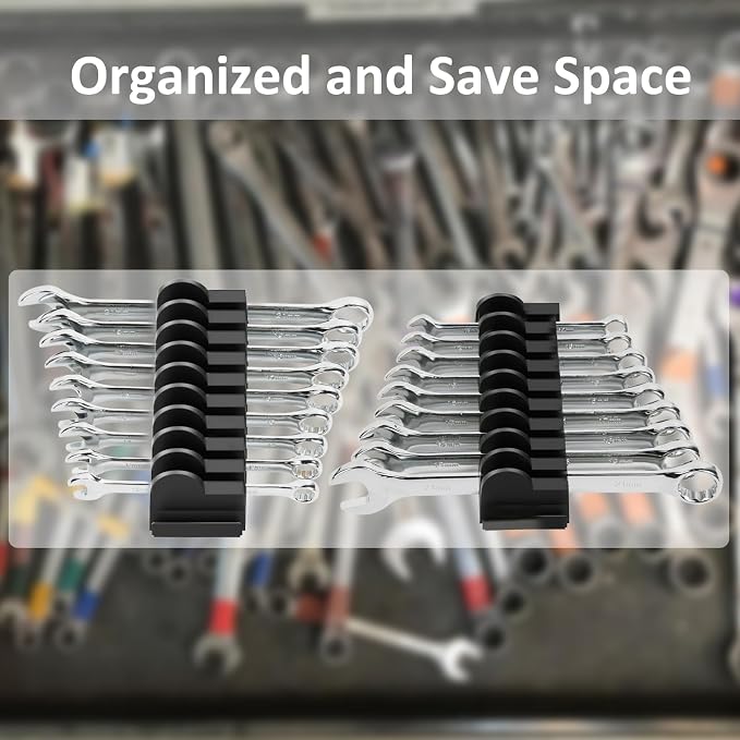DEHOYI 24 pcs Modular Wrench Organizers for Tool Drawers - Wrench Rack with Metric&SAE Labels, Perfect Tool Storage Holder. Gift for father, brother and boyfriend (No-Magnet)