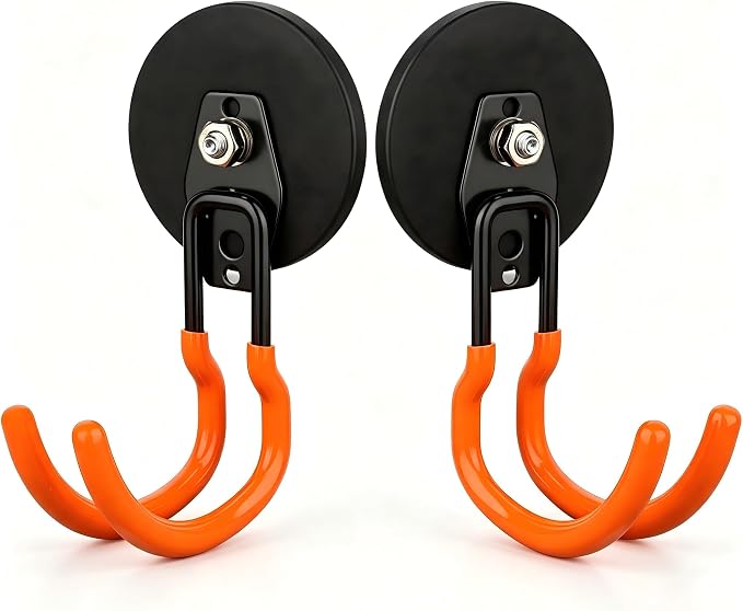 MUTUACTOR Updated Magnetic Hook Heavy Duty,40lbs 2-Pack Super Strong Magnet Garage Hook,Anti-Scratch Large Magnets Hook for Hanging Impact Drivers Trailer Cord Shovel Tool Organizer