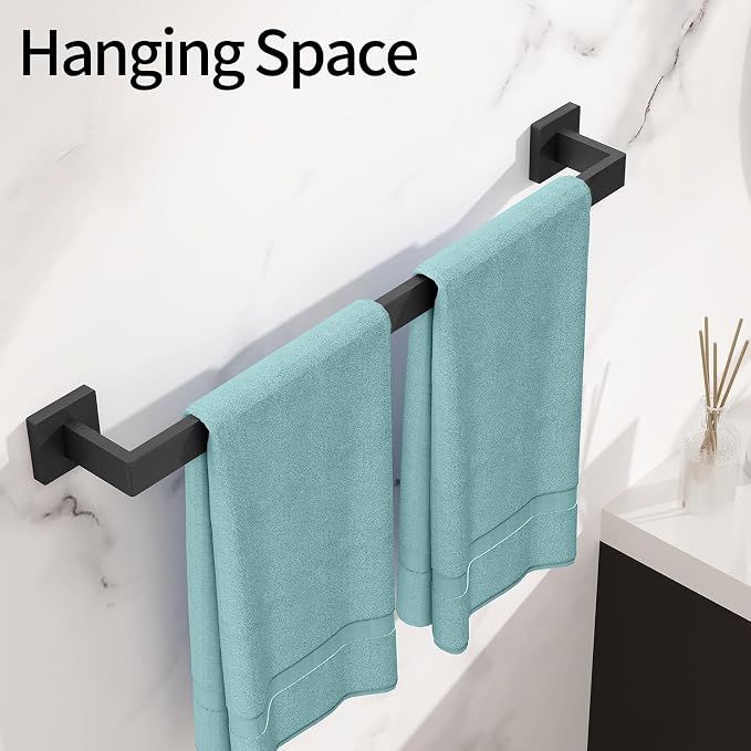 Bathroom Towel Bar, Towel Racks for Bathroom Wall Mounted Black | 24 Inch Stainless Steel Towel Rod Modern Home Decor,Matte Black Towel Holder Bathroom 2 Pack