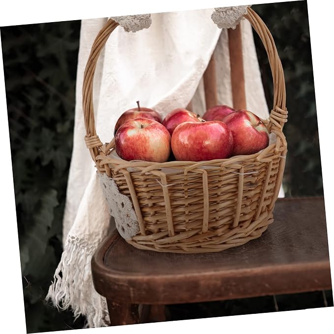PRETYZOOM 1pc Creative Hand-woven Rattan Storage Basket Decorative Flower Basket for Home Decor Rustic Charm for Living Room Bedroom Office Wedding Supply