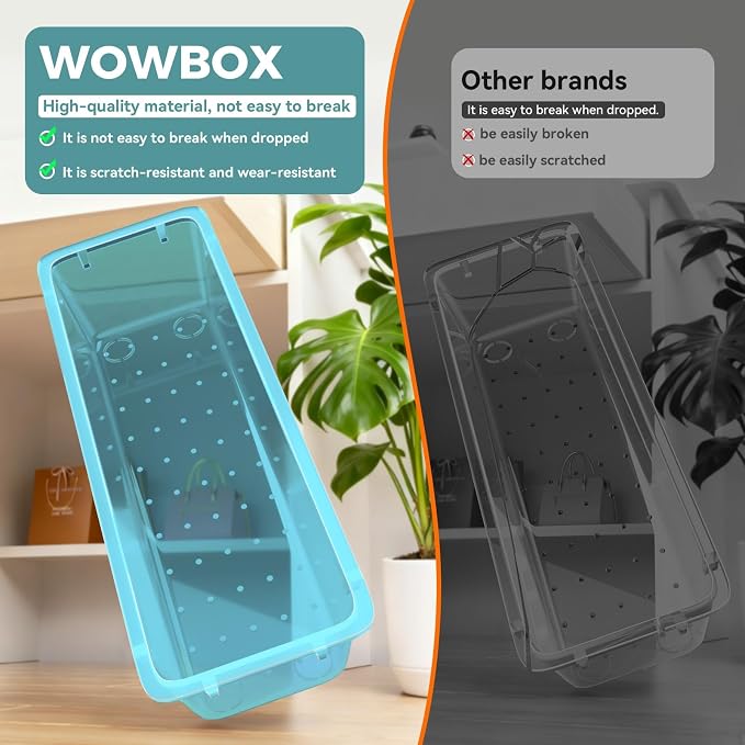 44 PCS Clear Plastic Drawer Organizer Set, 4 Sizes Storage Bins, Sea Blue | Desk Drawer Organizer Trays for Makeup, Jewelry, Gadgets and Utensils, Perfect for Bathroom, Bedroom and Office Organization