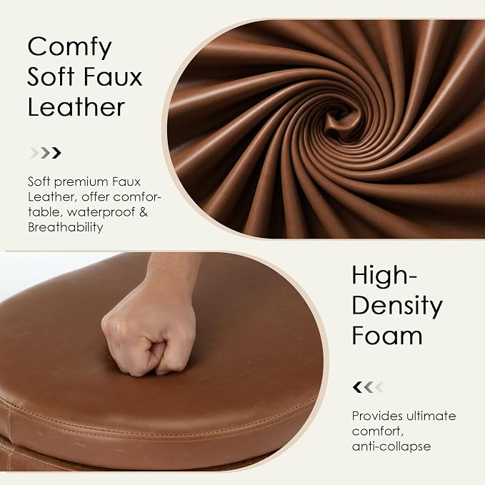 Storage Ottoman Bench Upholstered PU Leather End of Bed Stool with Safety Hinge for Bedroom, Living Room, Entryway (45.5-inch, Brown)