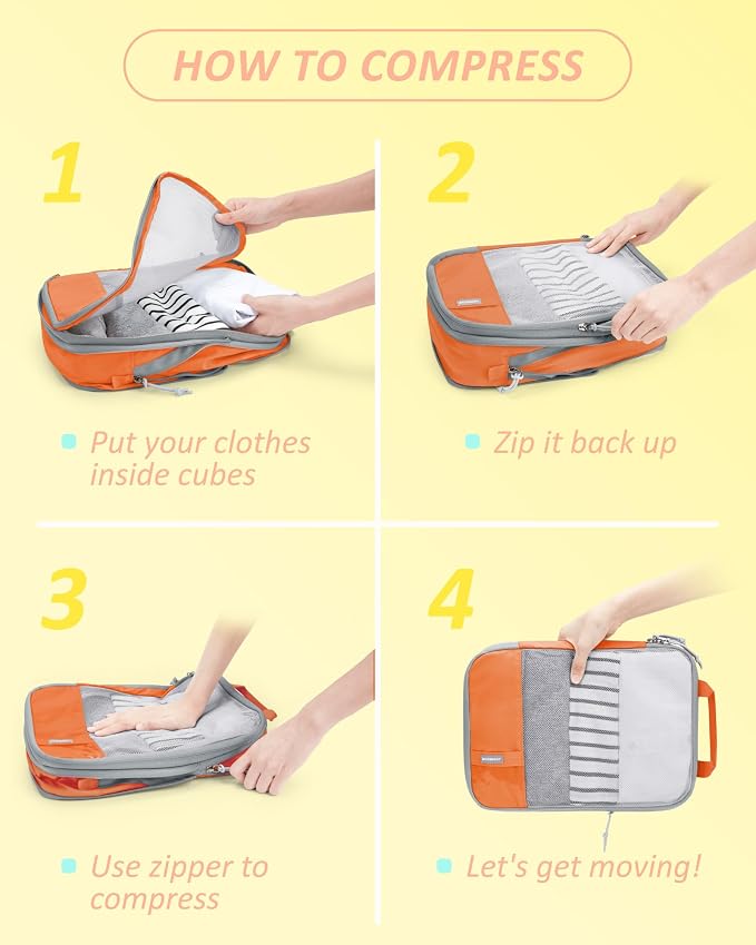 BAGSMART Compression Packing Cubes for Travel Essentials | 14 Set /6 Set /4 Set/2 Set, Lightweight, Durable