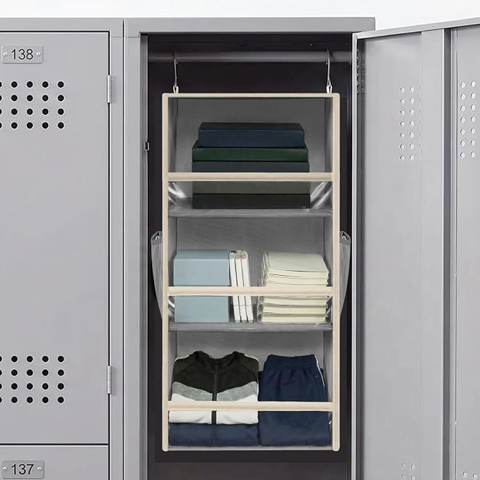 STORAGE MANIAC 6-Shelf Hanging Closet Organizer and Storage, 2 Separable 3-Shelf Haning Organizers for Closet, Collapsible Hanging Shelves Wardrobe Organization, College Dorm Room, Nursery, Gray