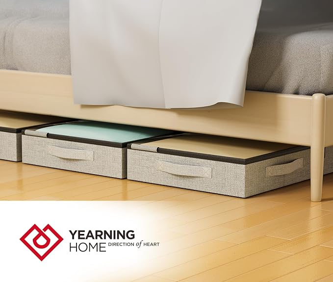 4.5 Inches Under Bed Storage Containers with Sturdy Sidewalls/Bottom and Reinforced Handles,Low Profile Underbed Storage for Clothes,Shoes,Pillows and Blankets with Zips and Clear Windows,2 Pack