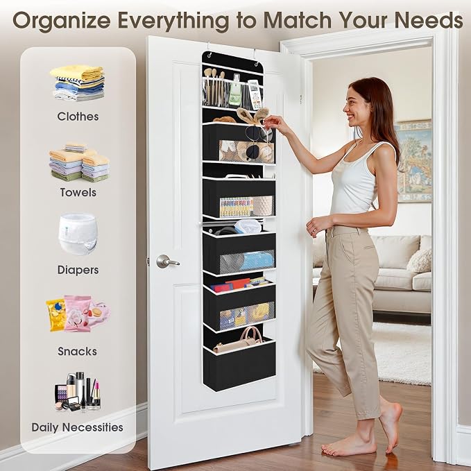 1Pack Over The Door Organizer Large Capacity Hanging Storage Room Organizer | 40 lb Capacity, Ultra-Sturdy, Detachable, Mesh Design with Clear Window, Space-Saving Organizer for Pantry, Nursery & Closet