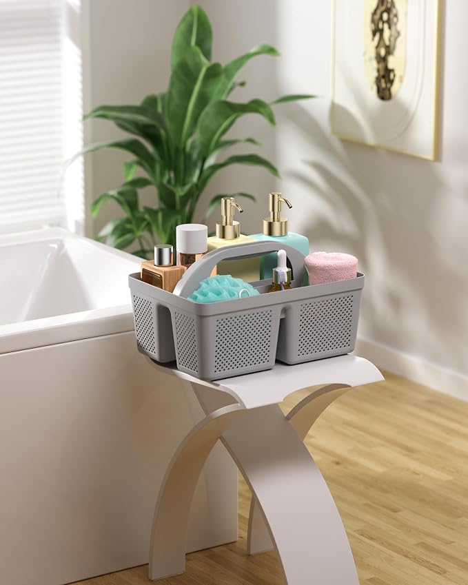 4 Pack Portable Shower Caddy, Integrated Handle, Reinforced Plastic, Organizer Storage Bathroom Supplies and Beauty Products, Cleaning Supplies, Shower Basket for Home, Dorm, Shelf and Cabinet
