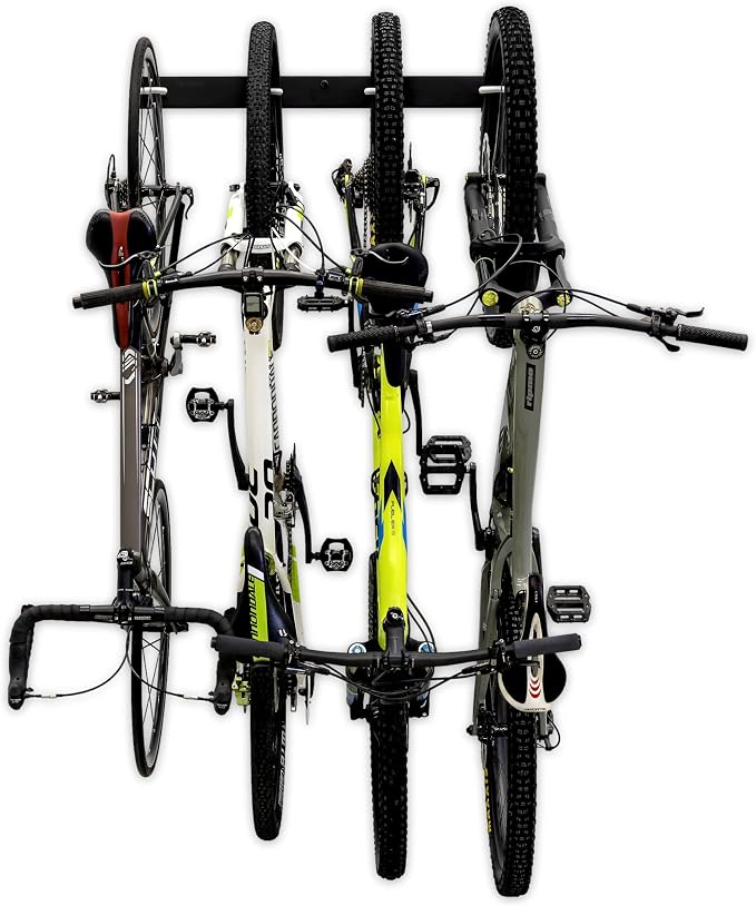 StoreYourBoard Bike Storage Rack, 4 Bike Racks for Garage, Solid Steel Extra Heavy Duty BLAT Bike Rack - Garage Wall Mounted Bicycle Storage, Up to 200lbs, 32-inch