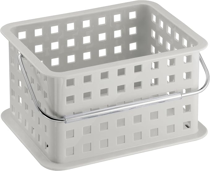 iDesign Shower Caddy Basket with Handle, Light Gray | For Bathroom or College Dorm, Made in USA