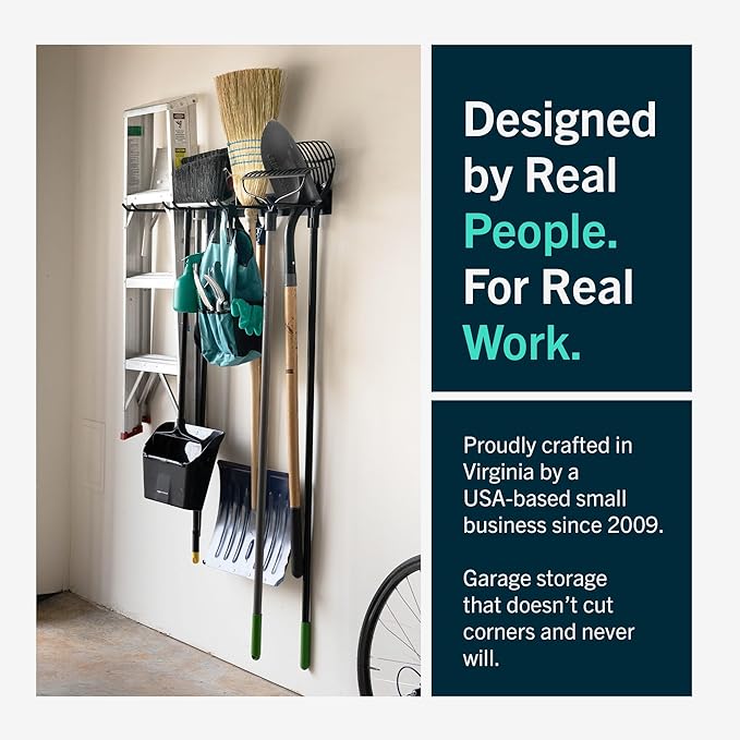 StoreYourBoard Garage Tool Organizer, 36 in, Holds 250 lb | Garden Tool Rack Wall Mount, Garden Tool Organizer, Shovel Wall Mount, Rubber Coated Hooks