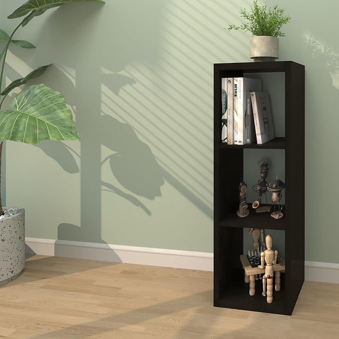 CTESNE【2026 Wooden Thick Frame 3 Cube Storage Organizer Shelf with Anti-Tipping Kits + Reversible Open Back Bookcase, Horizontal and Vertical Dual-use(Chocolate,11inch)