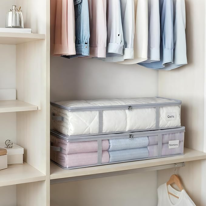 Under Bed Storage Containers 4 Pack 90L Mesh Clear for Blankets Clothes