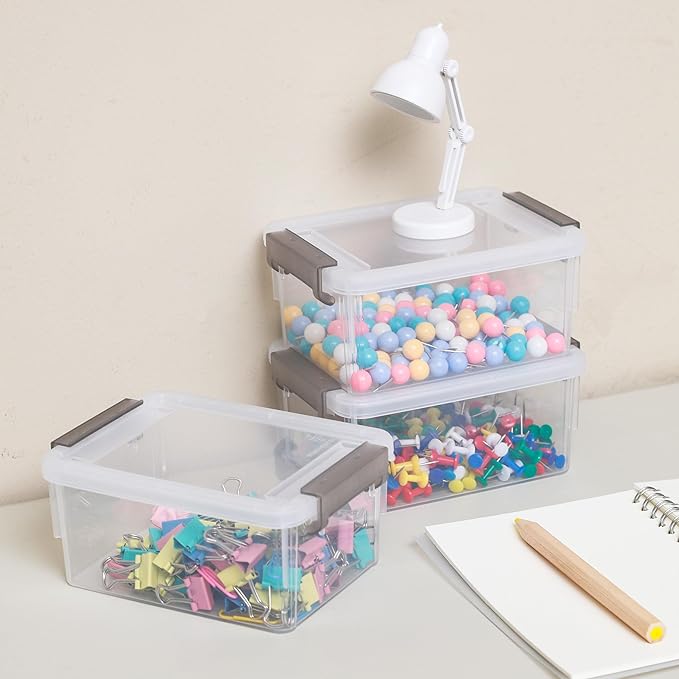 Citylife 8 Packs Plastic Bead Organizers 0.53 QT Clear Storage Containers with Lids for Craft Storage Small Storage Box, 5.28 x 3.86 x 2.36 Inches