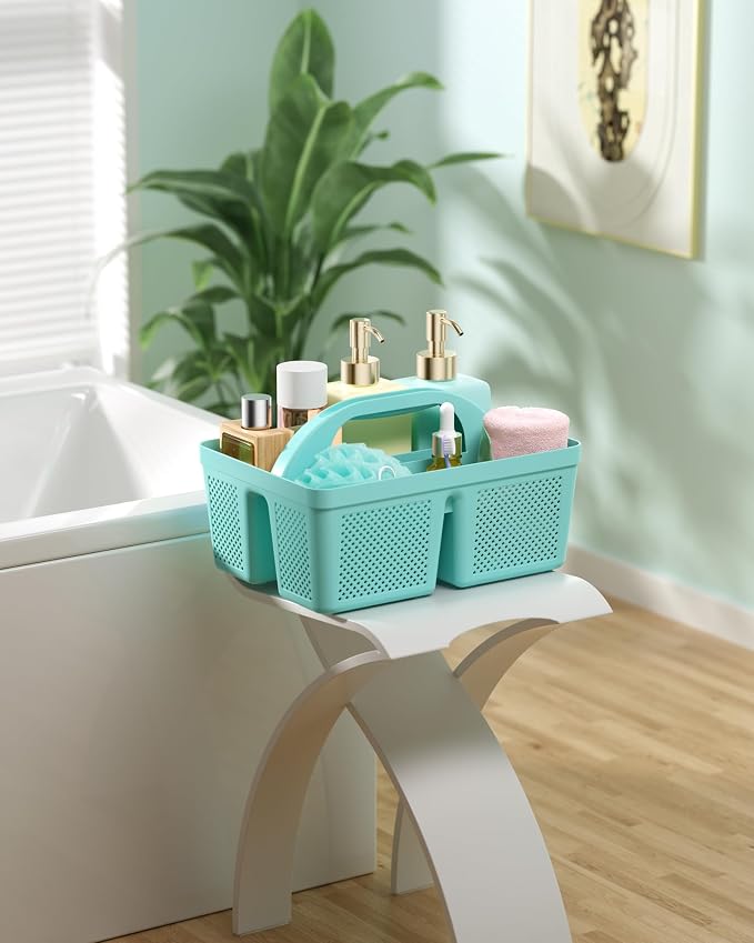 4 Pack Portable Shower Caddy, Integrated Handle, Reinforced Plastic, Organizer Storage Bathroom Supplies and Beauty Products, Cleaning Supplies, Shower Basket for Home, Dorm, Shelf and Cabinet