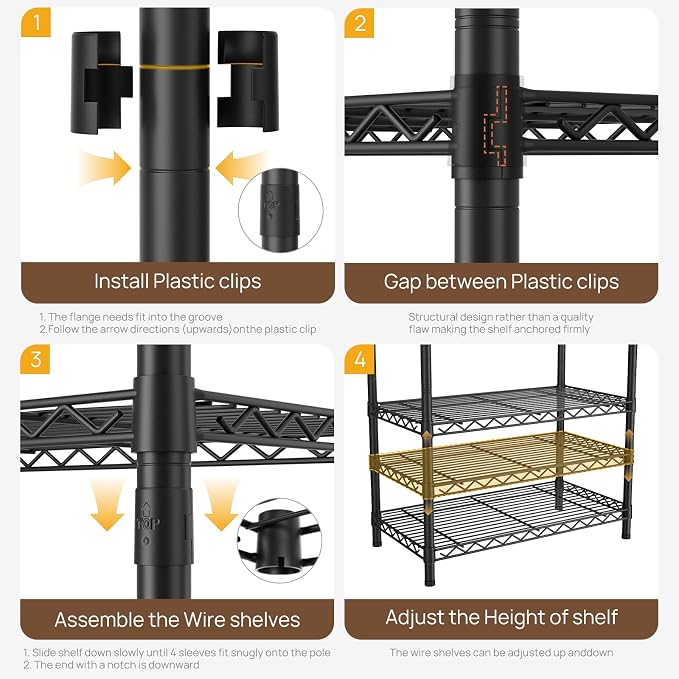 Golpart Heavy Duty Clothing Rack with Adjustable Shelves Clothes Wardrobe | Coat Rack Metal Closet Organizer and Storage Garment Rack for Hanging Clothes Wire Portable Cloth System Free Standing Black