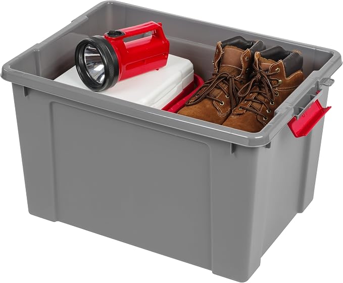 IRIS USA 6-Pack 20 Gal Heavy Duty Lockable Storage Totes with lids, Gray | Perfect for moving, garage organization, outdoor equipment and jobsite storage, Designed for dependable everyday use