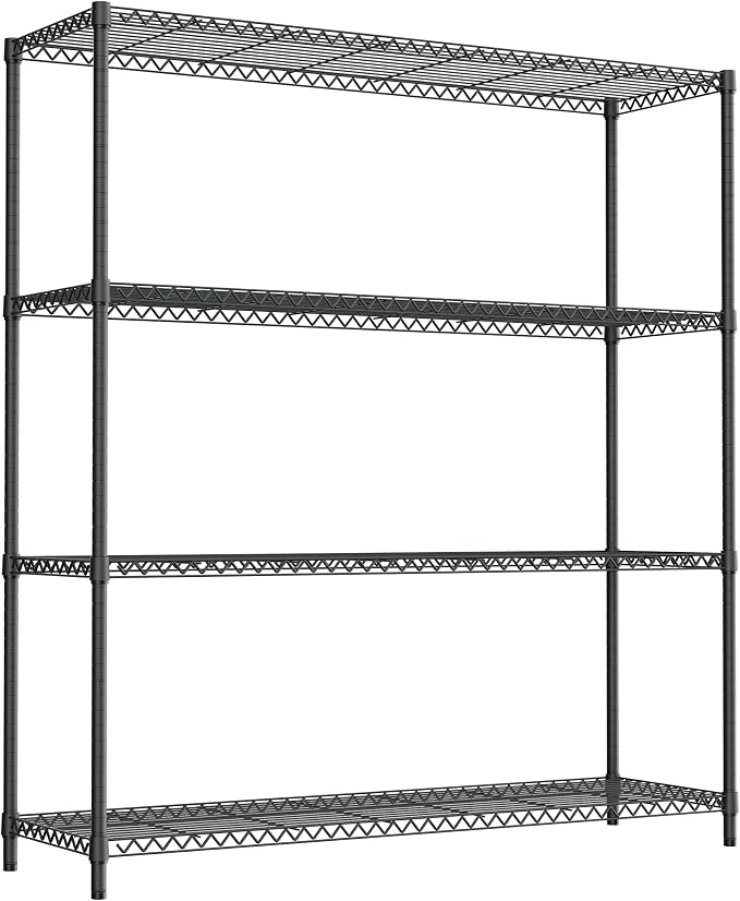 M MZG 2400LBS 47.3" W Stand Shelf Wire Rust-Proof Outdoor Storage Shelving 4-Tier Utility Shelving Unit for Garden Home,Kitchen,Office Dark Grey 17.7" D x 47.3" W x 59.4" H