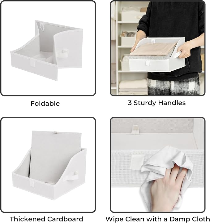 GRANNY SAYS Trapezoid Closet Storage Bins, Small, Pearl White, 3-Pack | Fabric Storage Bins for Closet Shelves, Cube Shelf, Closet Organizers and Storage for Clothes, Purse, Toys, Towels