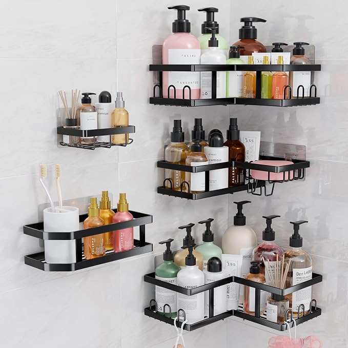 Youvip Corner Shower Caddy-No Drilling Shelves Wall Mounted, Black