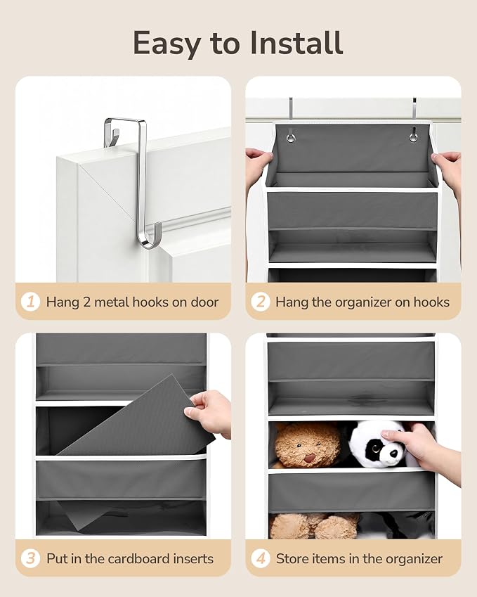 ULG 1 Pack Over Door Organizer Hanging Storage Dark Gray