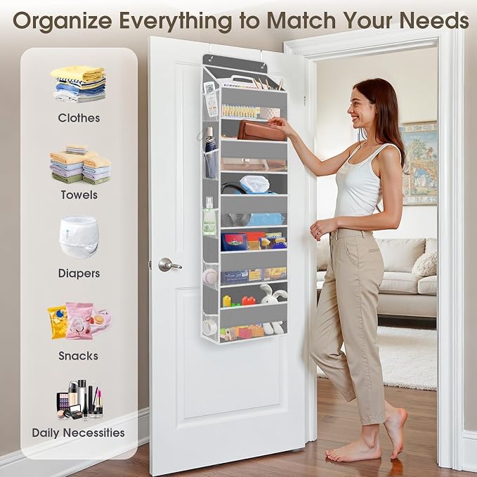 1Pack Over The Door Organizer Large Capacity Hanging Storage Room Organizer | 40 lb Capacity, Ultra-Sturdy, Foldable, Mesh Design with Clear Window, Space-Saving Organizer for Pantry, Nursery & Closet