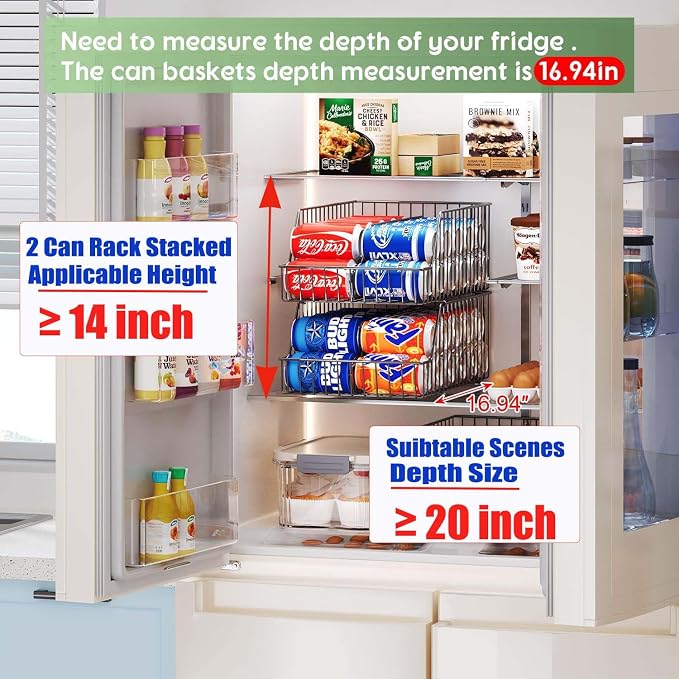 3 Pack Can Storage Organizer For Pantry,Stackble Widen Can Holder Rack With 3 Adjustable Dividers, Can Dispensers For Soup Soda Canned Food Water Bottle, Pop Drink Organizers for Cabinet Shelf