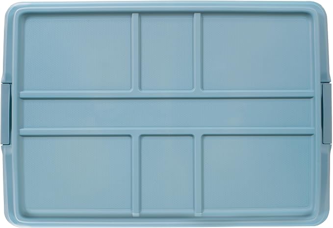Hefty 72 Quart Hi-Rise Storage Bin with Lid, Stackable Plastic Container Tote for Home, Office, and Classroom Organization, 6 Pack, Smoke Blue