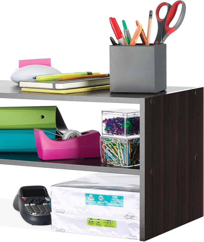 Whitmor Wood Stackable 2-Shelf Shoe Rack, 24 INCH, Espresso,2 Pack