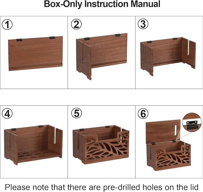 Wooden Cable Management Box, Large Cord Hider Box, Cord Box | Cable Organizer Box for Power Strips, Electrical Cords, Desk & Floor Cables Suitable for Home & Office