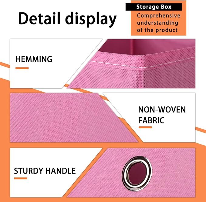 Foldable Storage Cubes Bins ,11 Inch Cloth Storage Cube Fabric Storage Box Cubes Organizer Baskets with Dual Handles for Home Organizer Set of 8 (Pink)