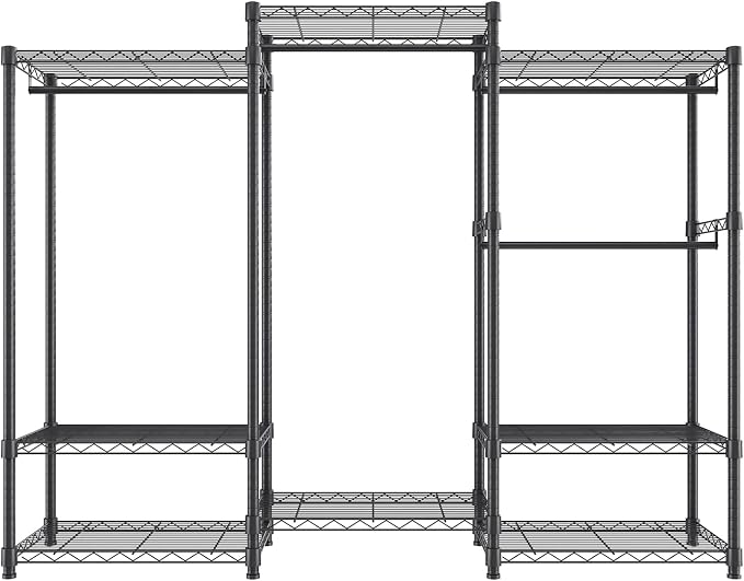 VEVOR Clothing Garment Rack, Heavy Duty Closet Wardrobe, Adjustable Tiers Clothes Racks with Steel Frame, for Bedroom, Clothing Store, Hallway