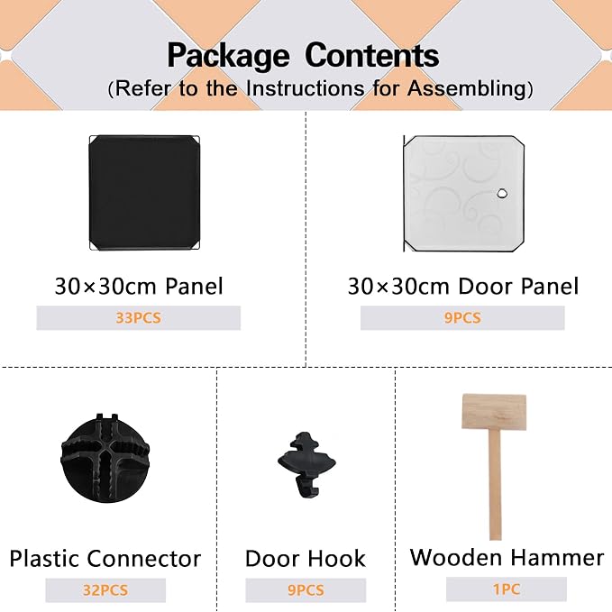 C&AHOME 9-Cube Storage Organizer with Door Cube Shelf Closet Cabinet Black | DIY Plastic Modular Bookshelf, Stackable Clothes Storage Shelving Ideal for Home, Bedroom, 36.6”L x 12.4”W x 36.6”H