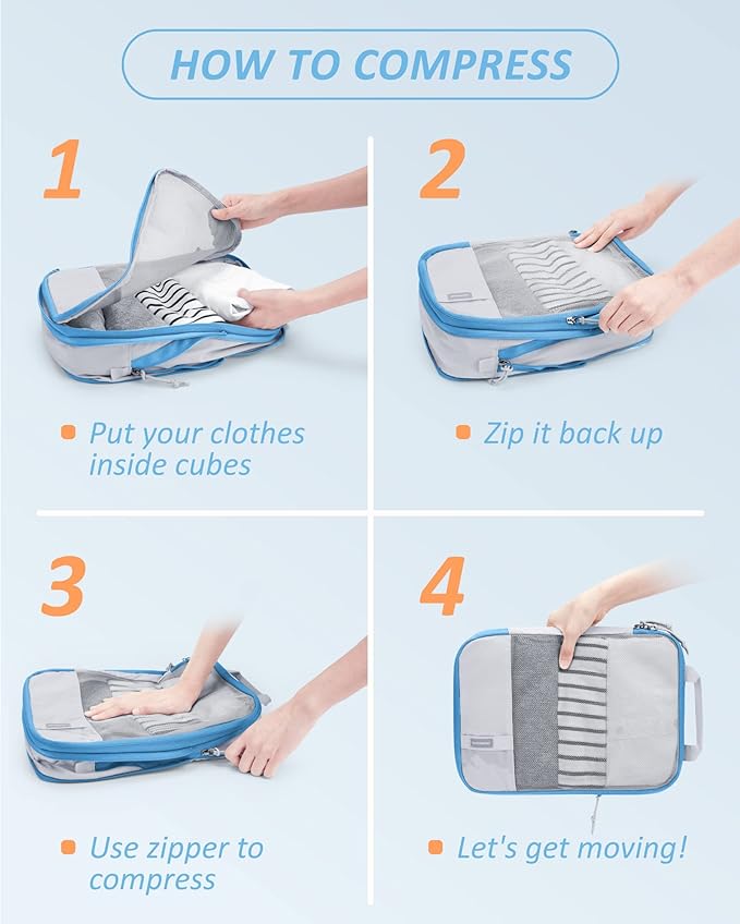 BAGSMART Compression Packing Cubes for Travel Essentials | 14 Set /6 Set /4 Set/2 Set, Lightweight, Durable