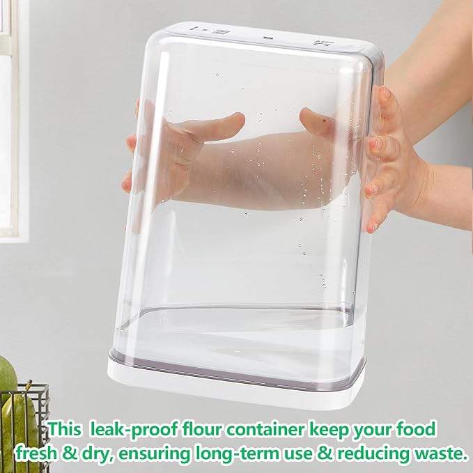 6 Qt Flour Sugar Storage Containers with Pop-up Lid Airtight 11 Lb Rice Bin | Crystal-Clear Plastic Dry Food Containers Tall and Slim BPA Free Pet Food Holder for Kitchen Pantry Organization
