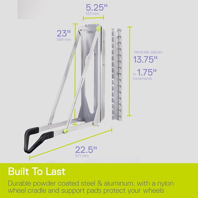 Pivot Bike Storage Rack by Delta Cycle - Bike Rack Garage Wall Mount Swivels to Save Space - No Lifting Required Vertical Bike Rack - Indoor Bike Storage Wall Hanger Holds Up to 100 lbs