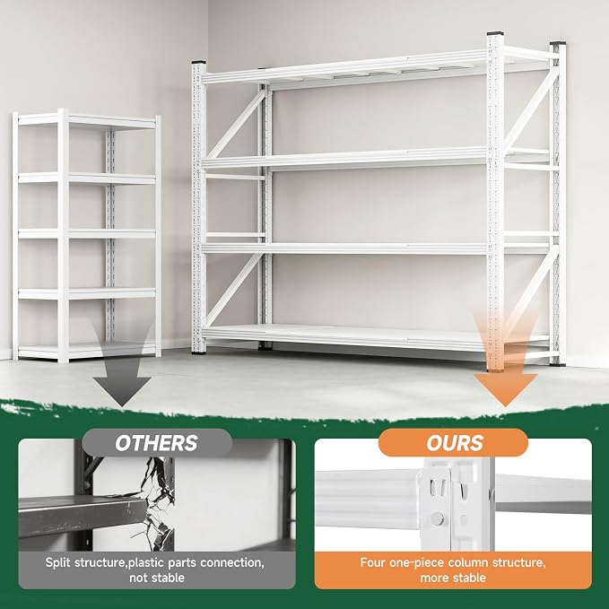 Letaya 6000LBS Storage Shelves Heavy Duty,79" W Garage Shelving Units, 4 Tier Adjustable Utility Rack Shelf,Large Metal Industrial Shelves,for Shop,Warehouse,Basement (79" W x 24" D x 79" H)