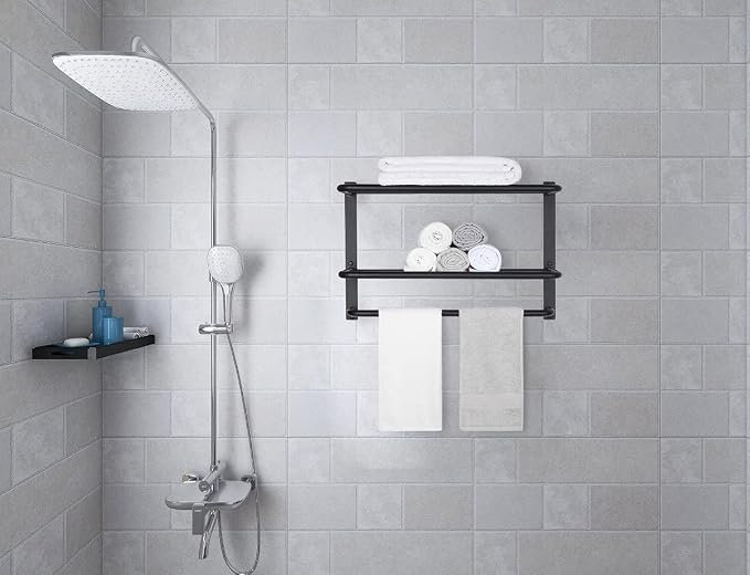 3-Tier Bathroom Towel Rack, SUS 304 Wall Mount, Matte Black