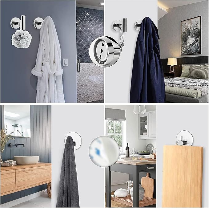 NearMoon Bathroom Hardware Set SUS 304 Thicken Stainless Steel-Towel Bar Set Include 16" Towel Rod, Toilet Paper Holder, Multifunctional Hooks Bathroom Accessories (Chrome Finish, 10 Pcs)