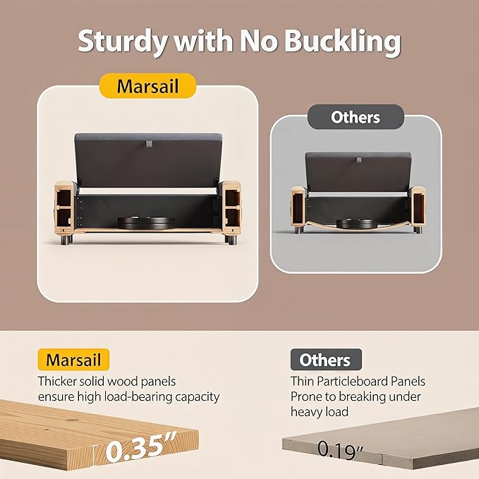 Marsail Upholstered Bench Rectangle Ottoman with Storage Bench for Bedroom End of Bed, Tufted Ottoman with Cushion, Modern Benches for Foot of Bed, Living Room, Entryway, Grey