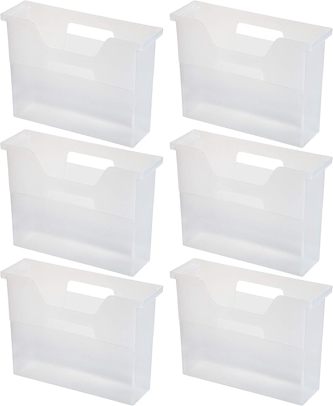 IRIS USA 6-Pack Small Desktop File Box with Open Lid, Clear | Organize paperwork, mail, magazines, and office supplies with portable storage for desks, classrooms, and home workspaces