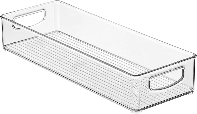 iDesign Slim Extra Long Clear Storage Bin | Narrow, Stackable, Kitchen or Pantry Organizer