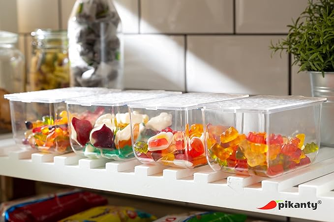 Pikanty Condiment Server Tray with 4 Removable Containers and Lids - Taco Bar, Pizza Bar, Burger Bar, Salad Toppings Organizer with Carry Handles, Dishwasher Safe, Made in USA