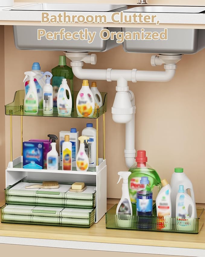 Anylady Bathroom Organizers and Storage, Makeup Organizer (Sturdy Durable Attractive), Ideal for Vanity, Countertop, Counter, Perfume, Skincare, Cabinet, Cosmetic, Dresser Organizer (Green)